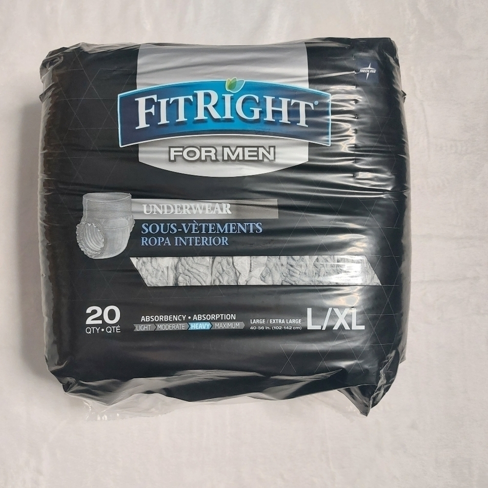 FitRight for Men Disposable Underwear Size L/XL 20ct New in Package